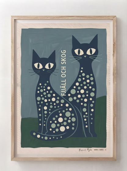 FJJALL OCH SKOC | Mid Century Modern Cat Art Print