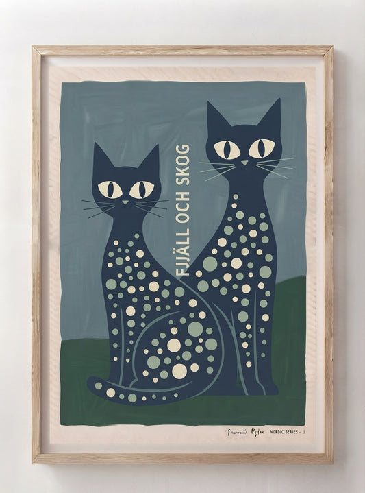 FJJALL OCH SKOC | Mid Century Modern Cat Art Print