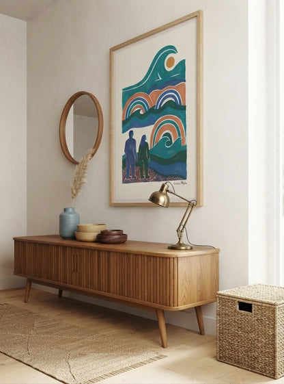 The Quiet Horizon | Mid Century Modern Coastal Wall Art