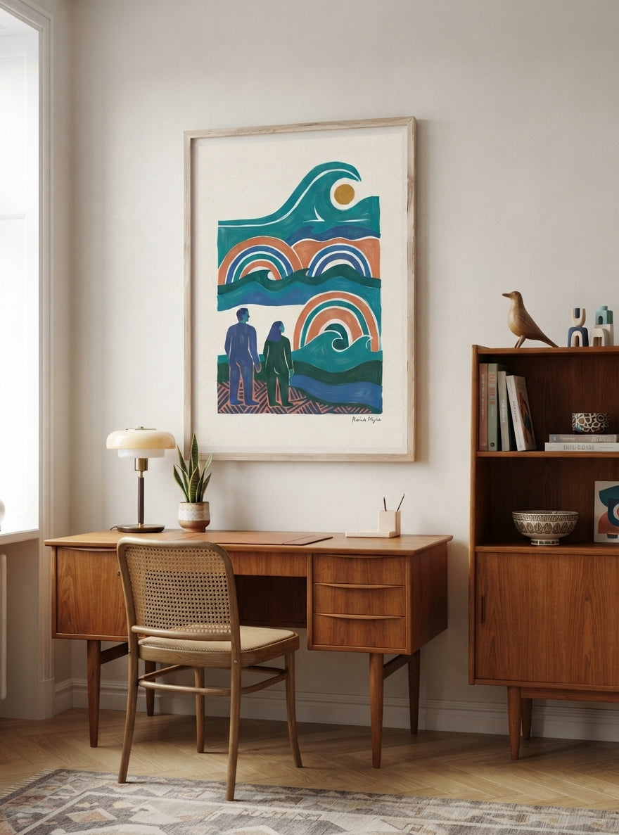 The Quiet Horizon | Mid Century Modern Coastal Wall Art