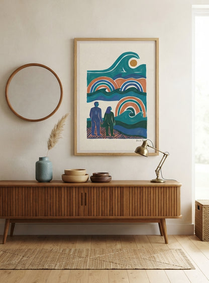 The Quiet Horizon | Mid Century Modern Coastal Wall Art