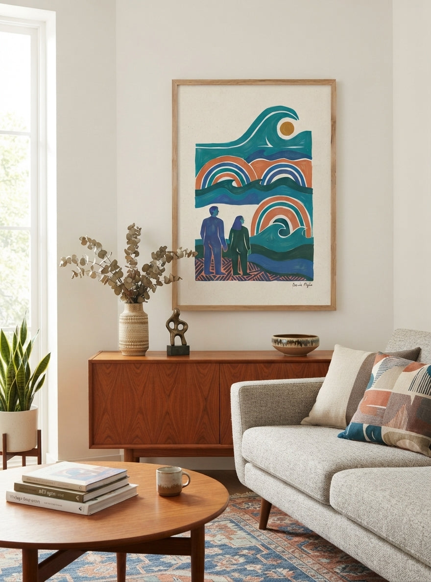 The Quiet Horizon | Mid Century Modern Coastal Wall Art