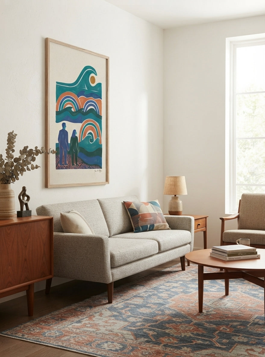 The Quiet Horizon | Mid Century Modern Coastal Wall Art