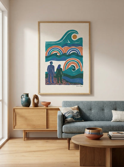 The Quiet Horizon | Mid Century Modern Coastal Wall Art