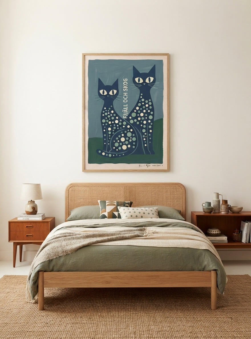 FJJALL OCH SKOC | Mid Century Modern Cat Art Print
