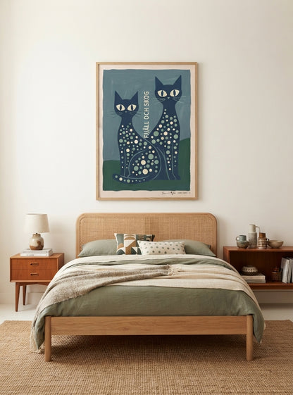 FJJALL OCH SKOC | Mid Century Modern Cat Art Print
