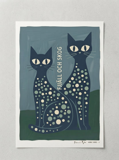 FJJALL OCH SKOC | Mid Century Modern Cat Art Print