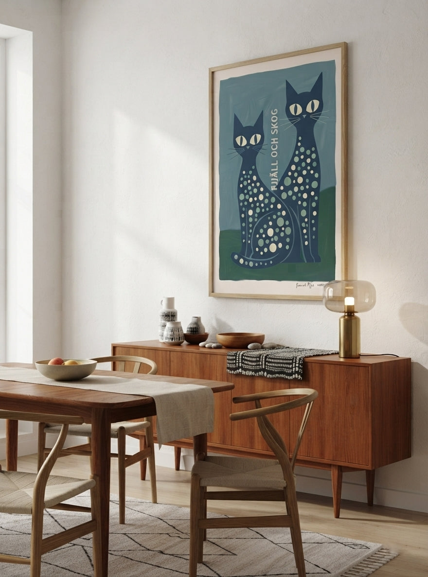 FJJALL OCH SKOC | Mid Century Modern Cat Art Print