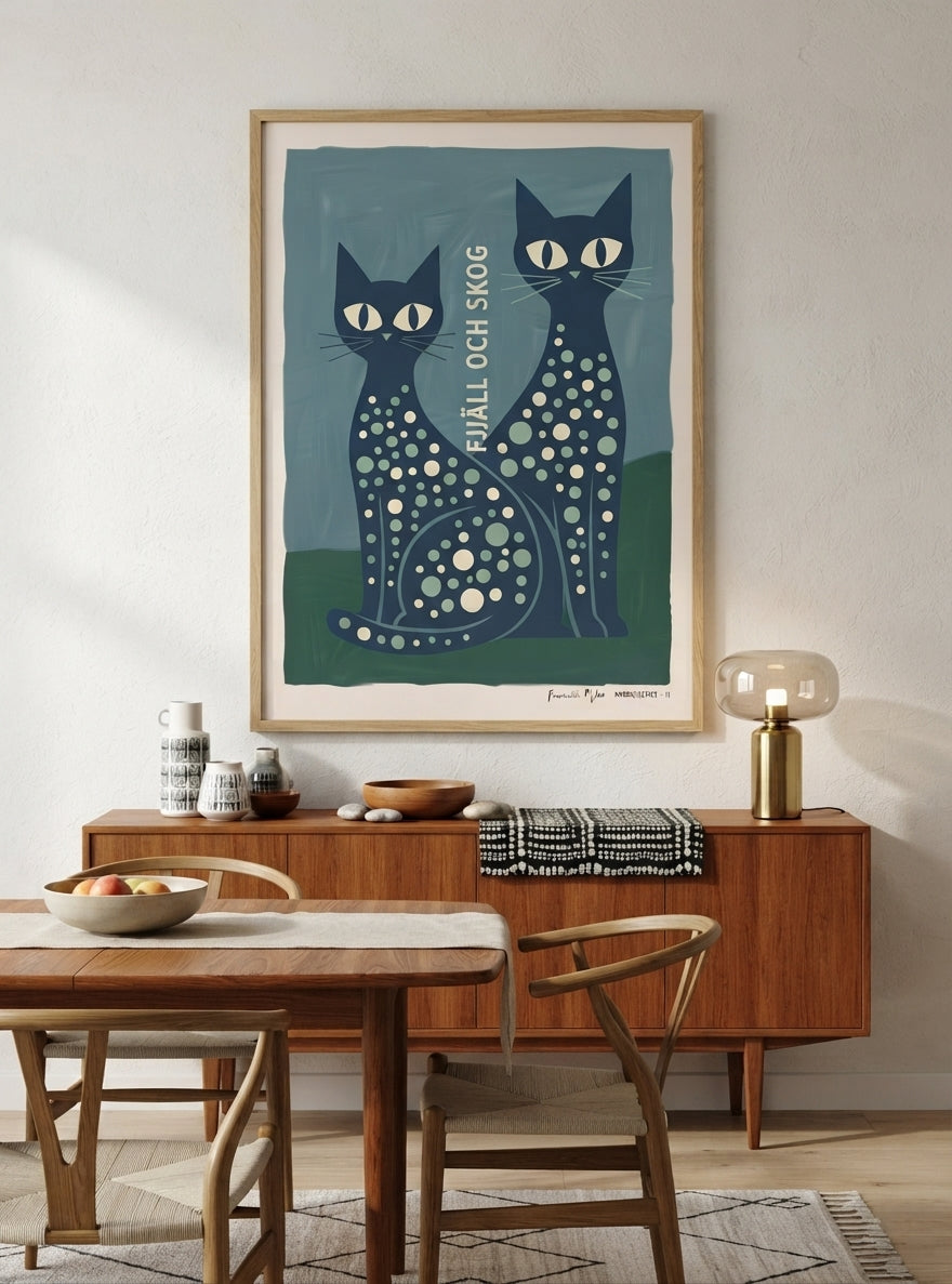 FJJALL OCH SKOC | Mid Century Modern Cat Art Print