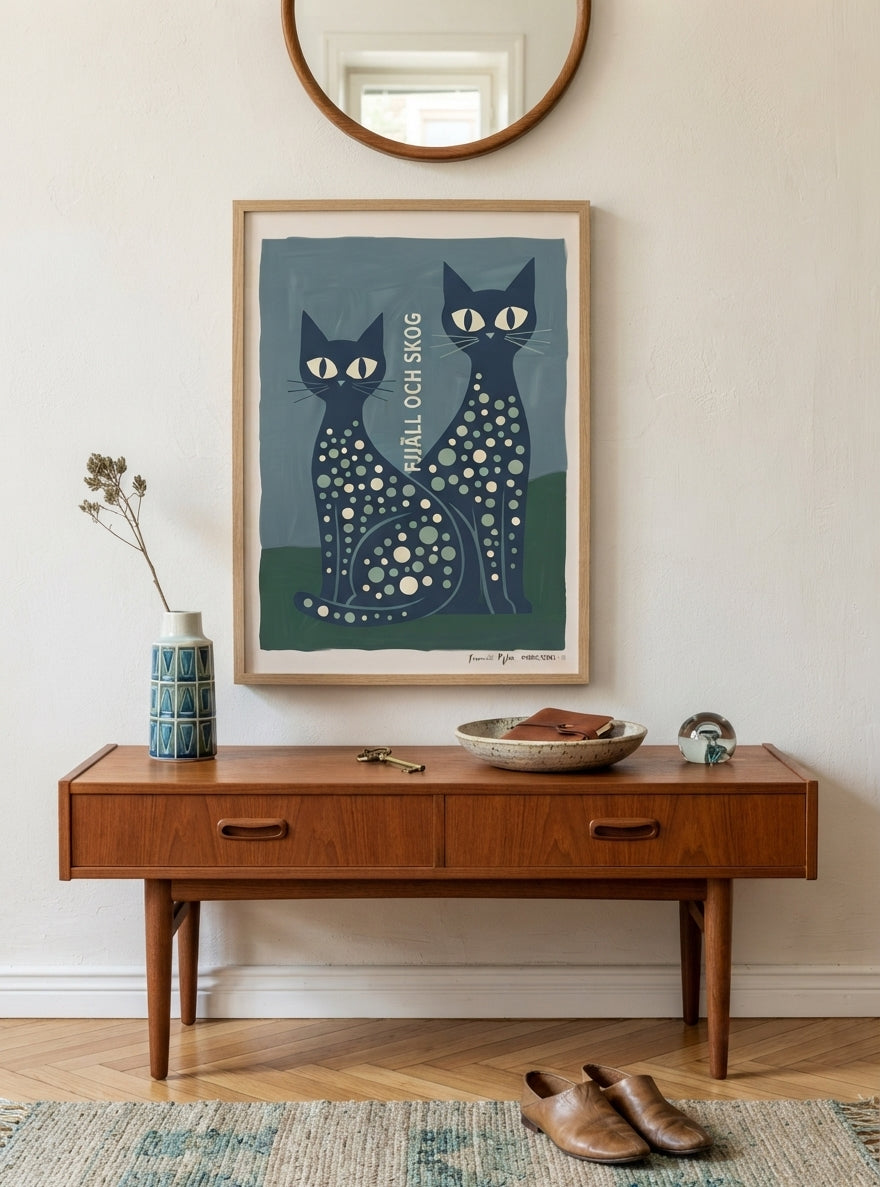 FJJALL OCH SKOC | Mid Century Modern Cat Art Print