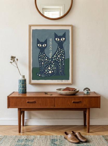 FJJALL OCH SKOC | Mid Century Modern Cat Art Print
