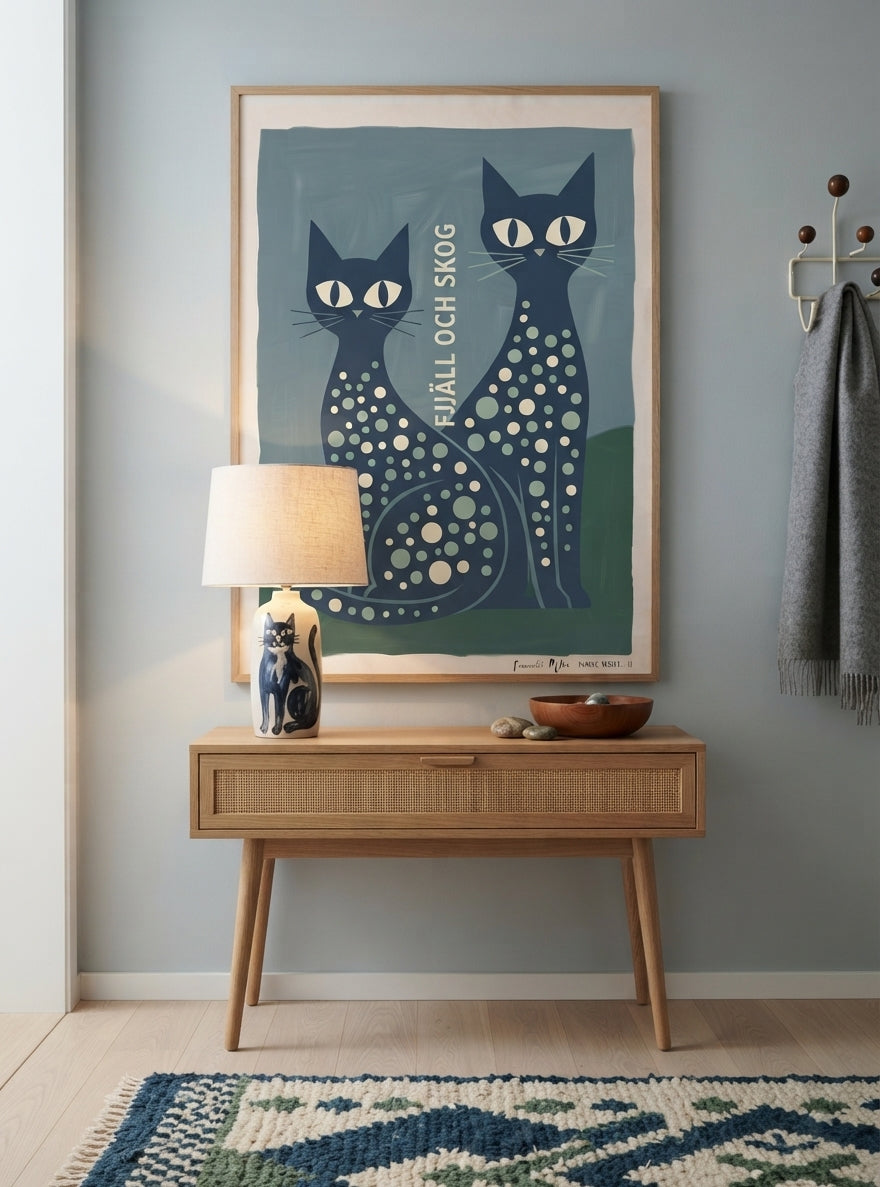 FJJALL OCH SKOC | Mid Century Modern Cat Art Print