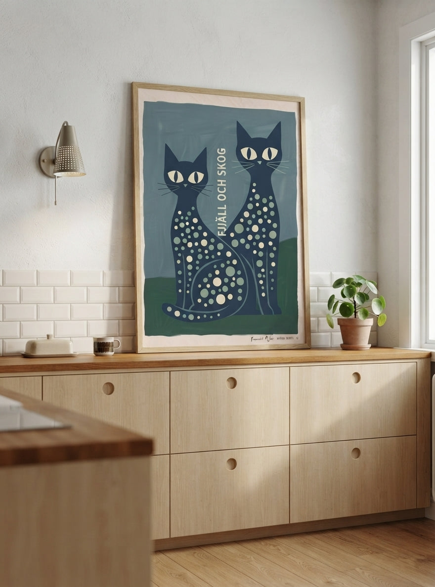 FJJALL OCH SKOC | Mid Century Modern Cat Art Print