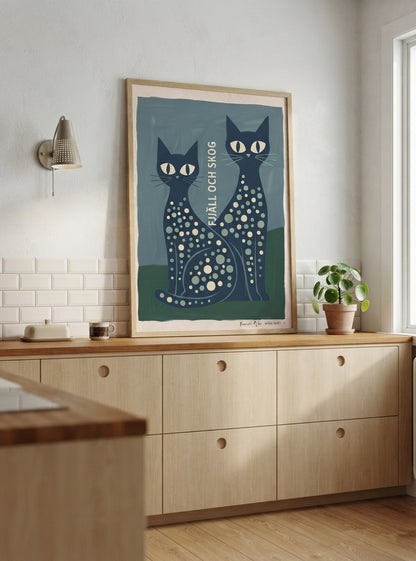 FJJALL OCH SKOC | Mid Century Modern Cat Art Print
