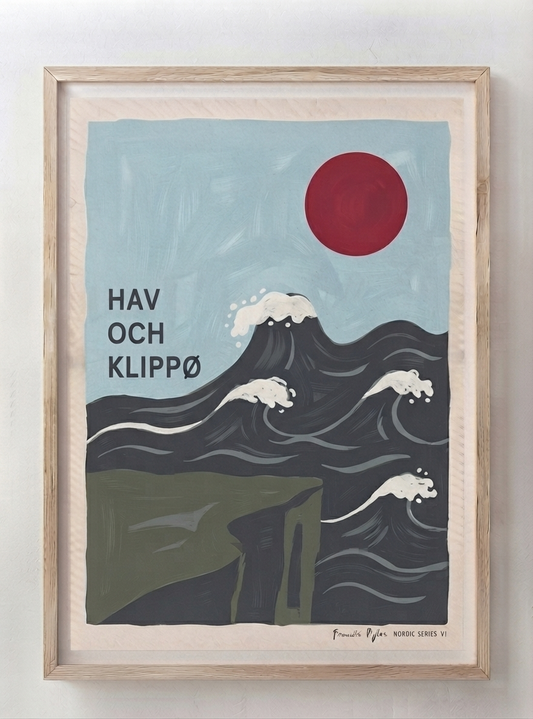 HAV OCH KLIPPØ | Minimalist Scandinavian Cliff and Ocean Art Print