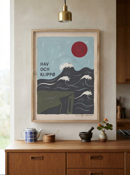 HAV OCH KLIPPØ | Minimalist Scandinavian Cliff and Ocean Art Print