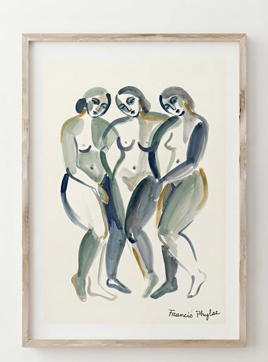 Quiet Figures | Minimalist Female Form Watercolor Art Print