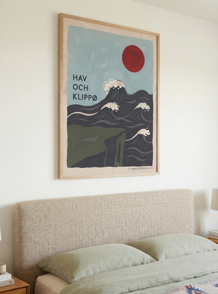 HAV OCH KLIPPØ | Minimalist Scandinavian Cliff and Ocean Art Print