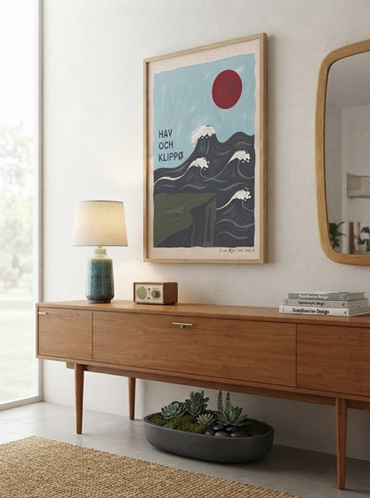 HAV OCH KLIPPØ | Minimalist Scandinavian Cliff and Ocean Art Print
