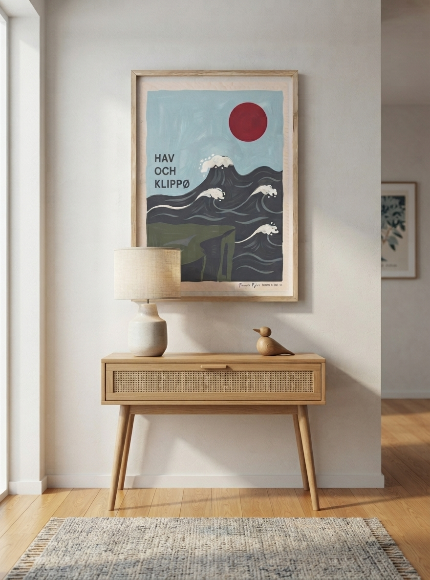 HAV OCH KLIPPØ | Minimalist Scandinavian Cliff and Ocean Art Print