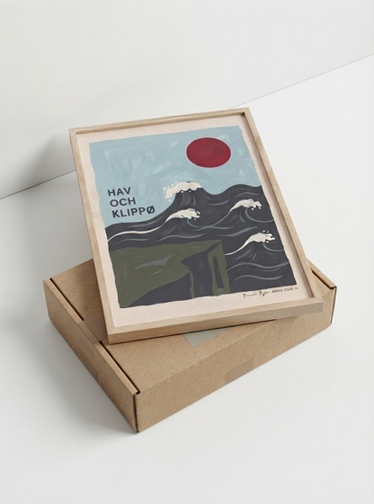 HAV OCH KLIPPØ | Minimalist Scandinavian Cliff and Ocean Art Print