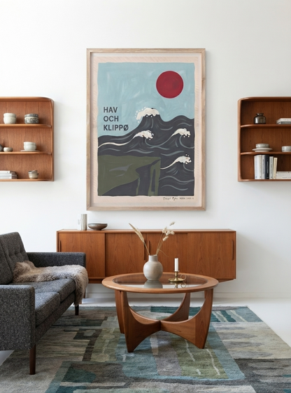 HAV OCH KLIPPØ | Minimalist Scandinavian Cliff and Ocean Art Print
