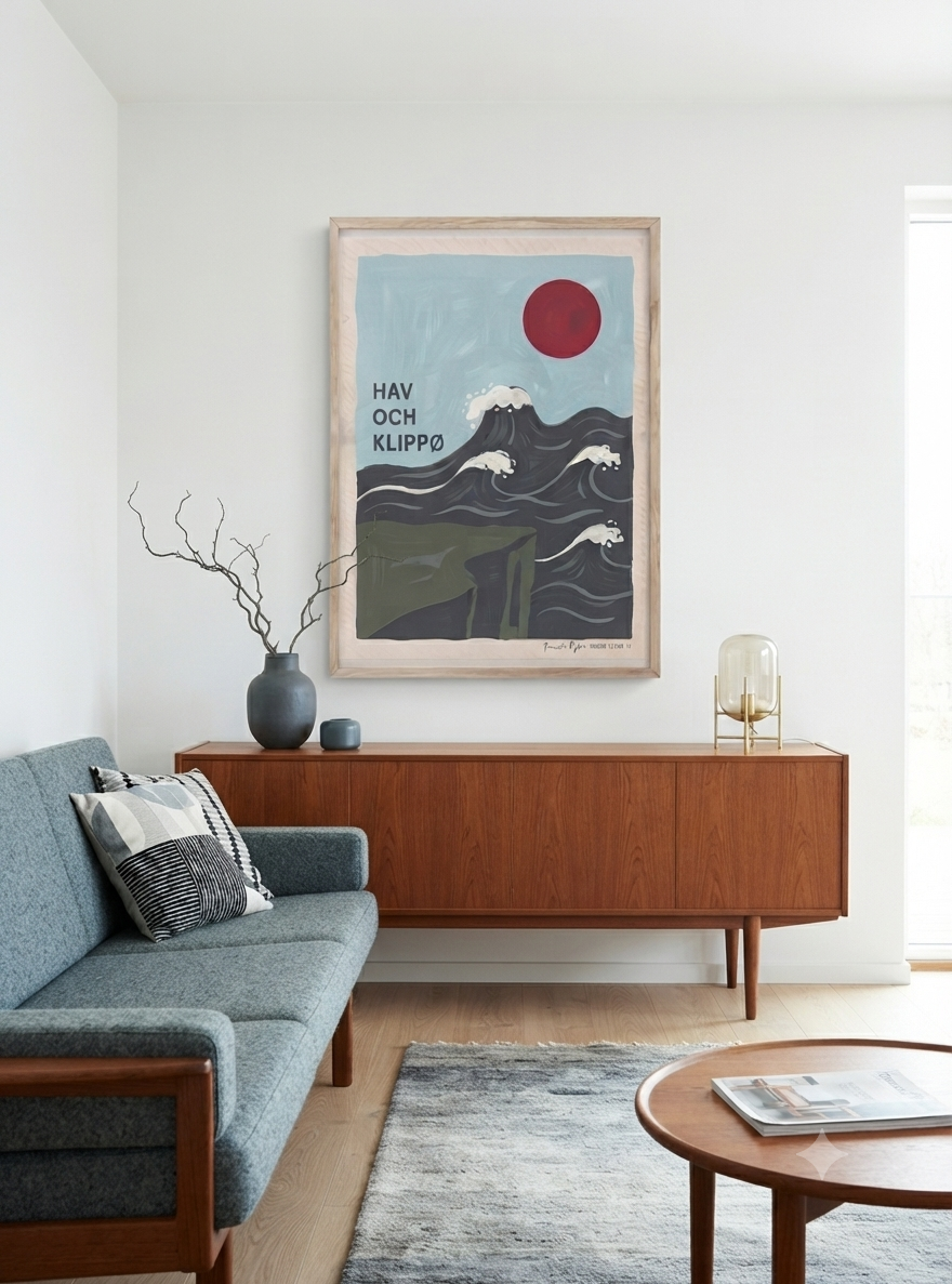 HAV OCH KLIPPØ | Minimalist Scandinavian Cliff and Ocean Art Print