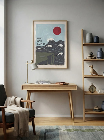 HAV OCH KLIPPØ | Minimalist Scandinavian Cliff and Ocean Art Print