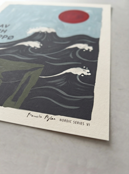 HAV OCH KLIPPØ | Minimalist Scandinavian Cliff and Ocean Art Print