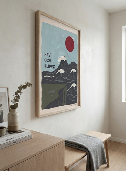 HAV OCH KLIPPØ | Minimalist Scandinavian Cliff and Ocean Art Print