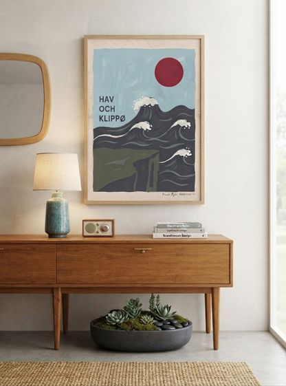 HAV OCH KLIPPØ | Minimalist Scandinavian Cliff and Ocean Art Print