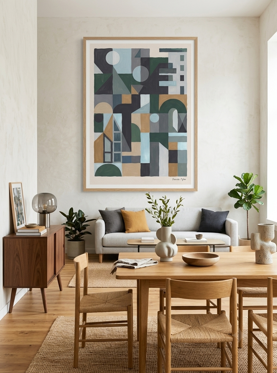 Quiet Geometry No.2 | Muted Geometric Abstract Painting Print