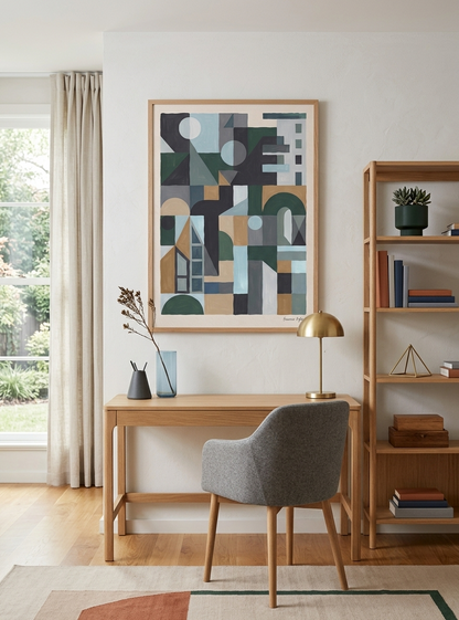 Quiet Geometry No.2 | Muted Geometric Abstract Painting Print