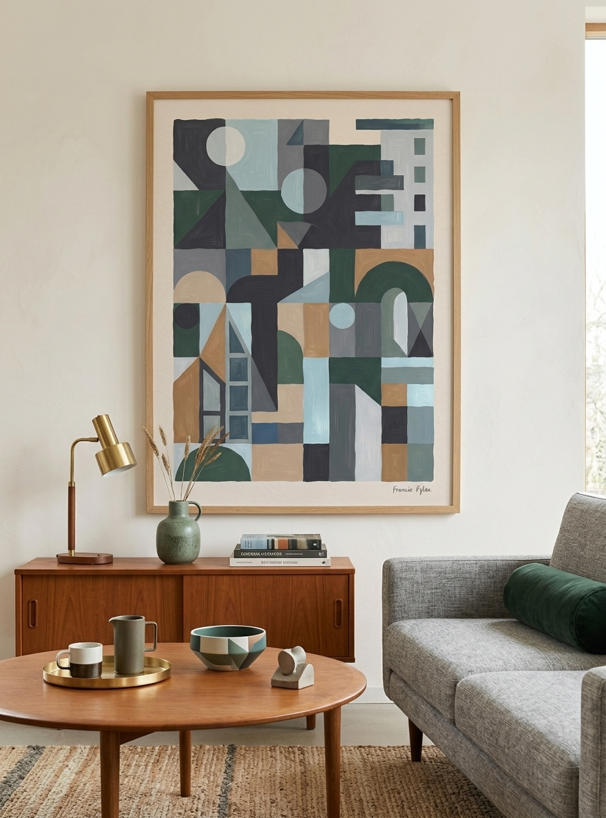 Quiet Geometry No.2 | Muted Geometric Abstract Painting Print
