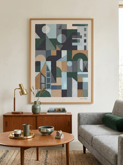 Quiet Geometry No.2 | Muted Geometric Abstract Painting Print