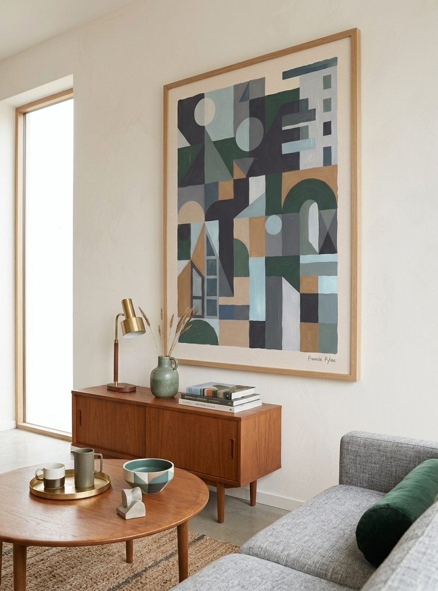 Quiet Geometry No.2 | Muted Geometric Abstract Painting Print