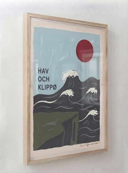 HAV OCH KLIPPØ | Minimalist Scandinavian Cliff and Ocean Art Print