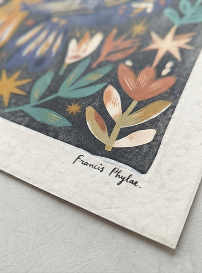 Nordic Reverie | Scandinavian Folk Art Bird Print