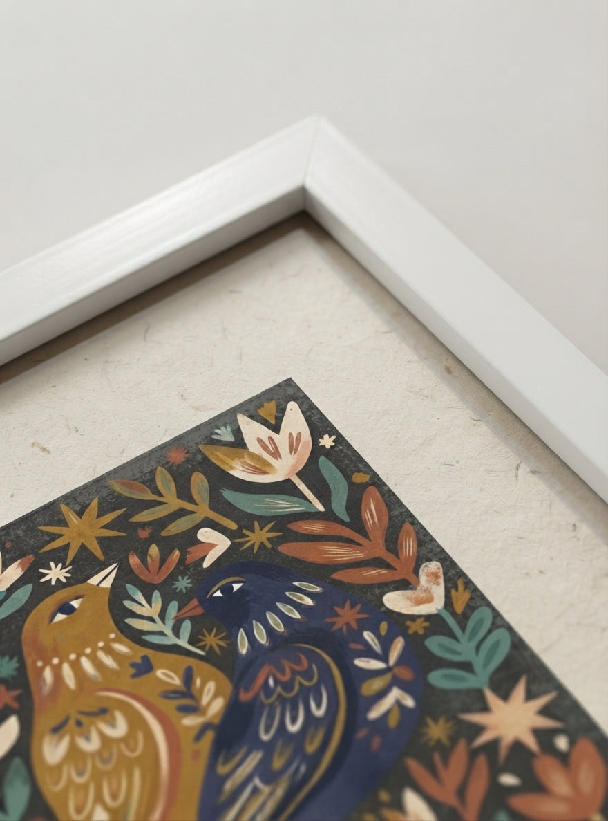 Nordic Reverie | Scandinavian Folk Art Bird Print