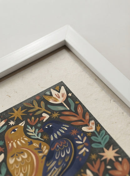 Nordic Reverie | Scandinavian Folk Art Bird Print