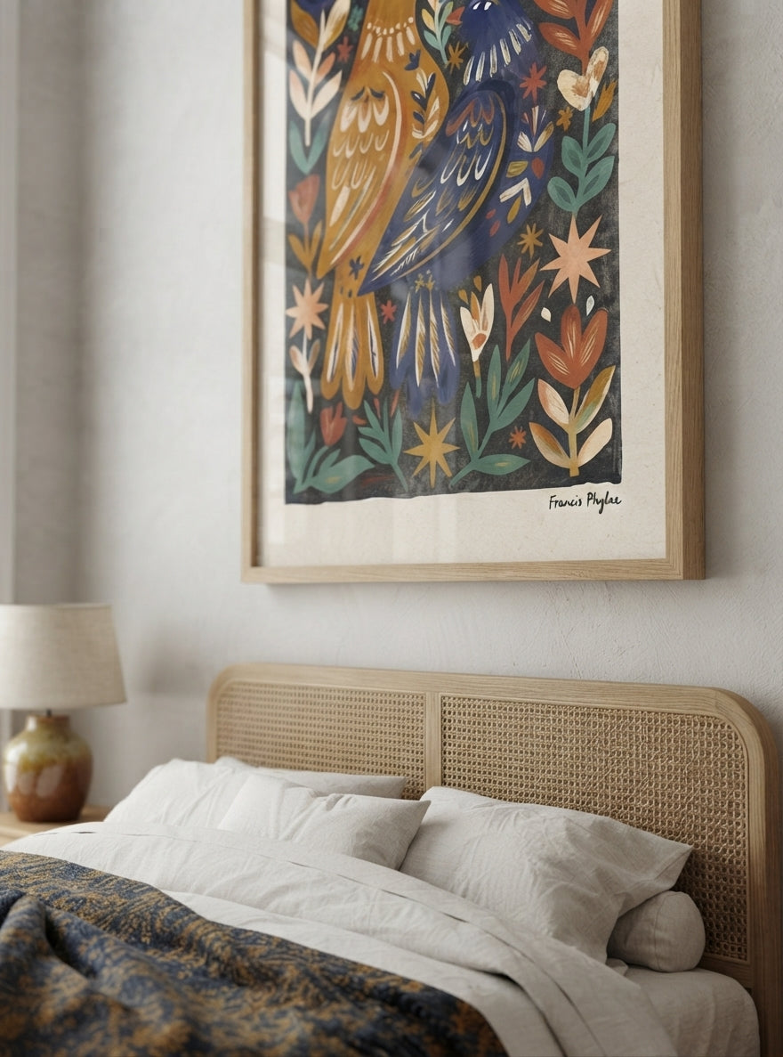 Nordic Reverie | Scandinavian Folk Art Bird Print