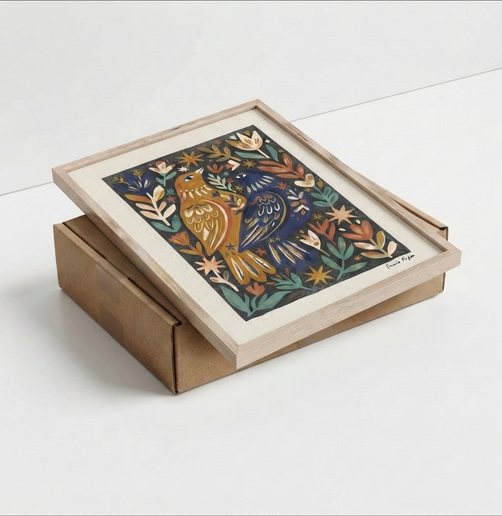 Nordic Reverie | Scandinavian Folk Art Bird Print