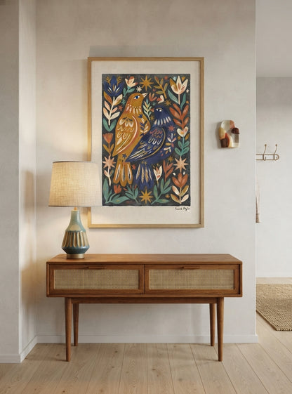 Nordic Reverie | Scandinavian Folk Art Bird Print