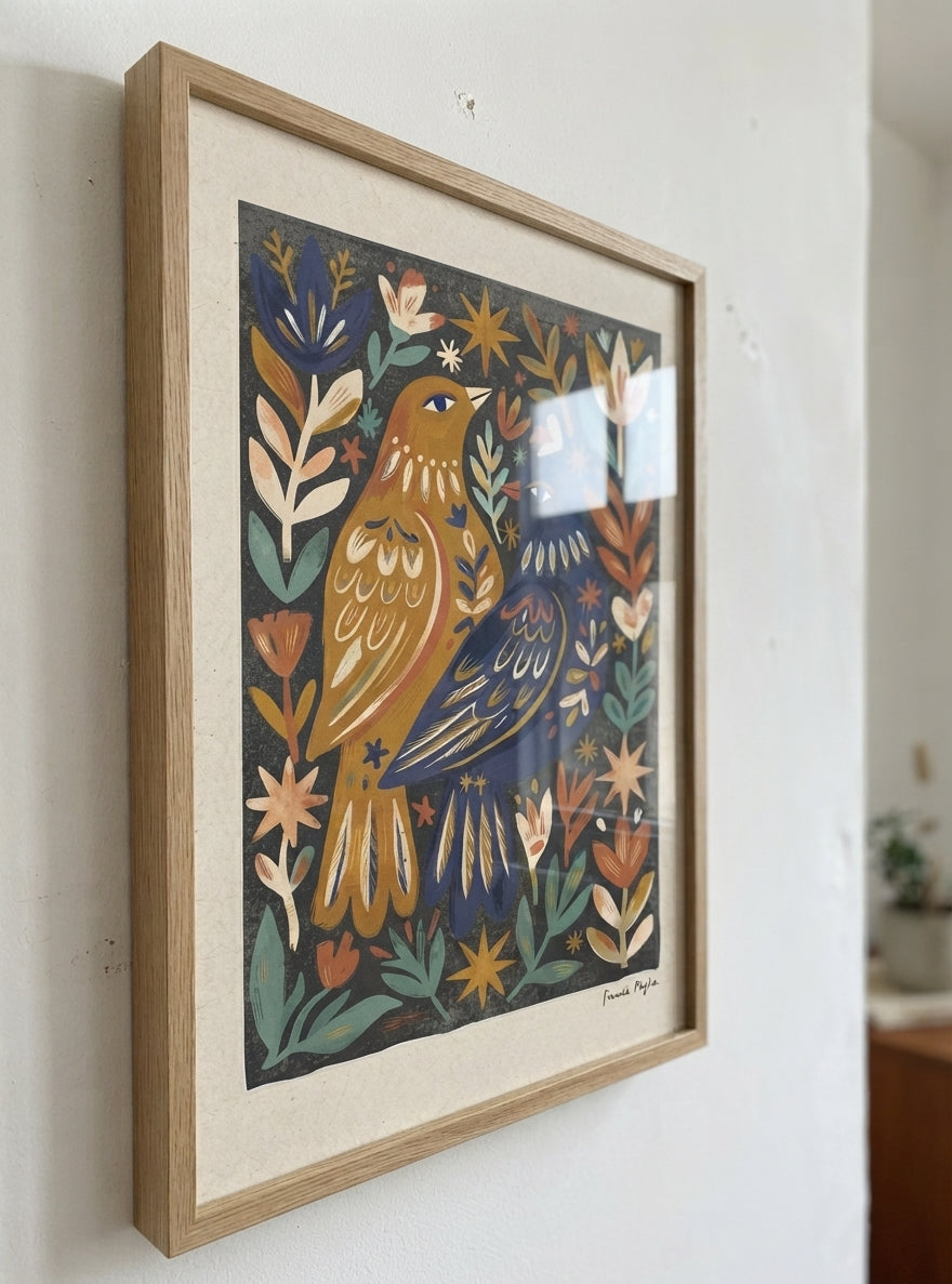 Nordic Reverie | Scandinavian Folk Art Bird Print