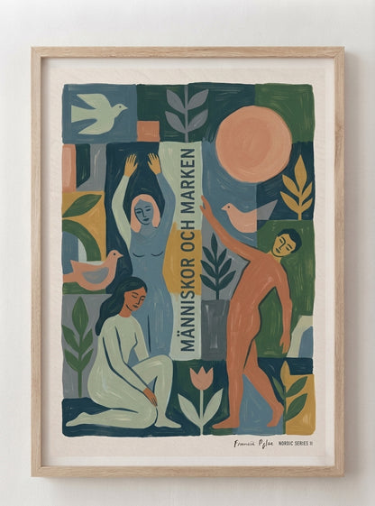 MÄNNISKOR OCH MARKEN | Scandinavian Modern Folk Art Print