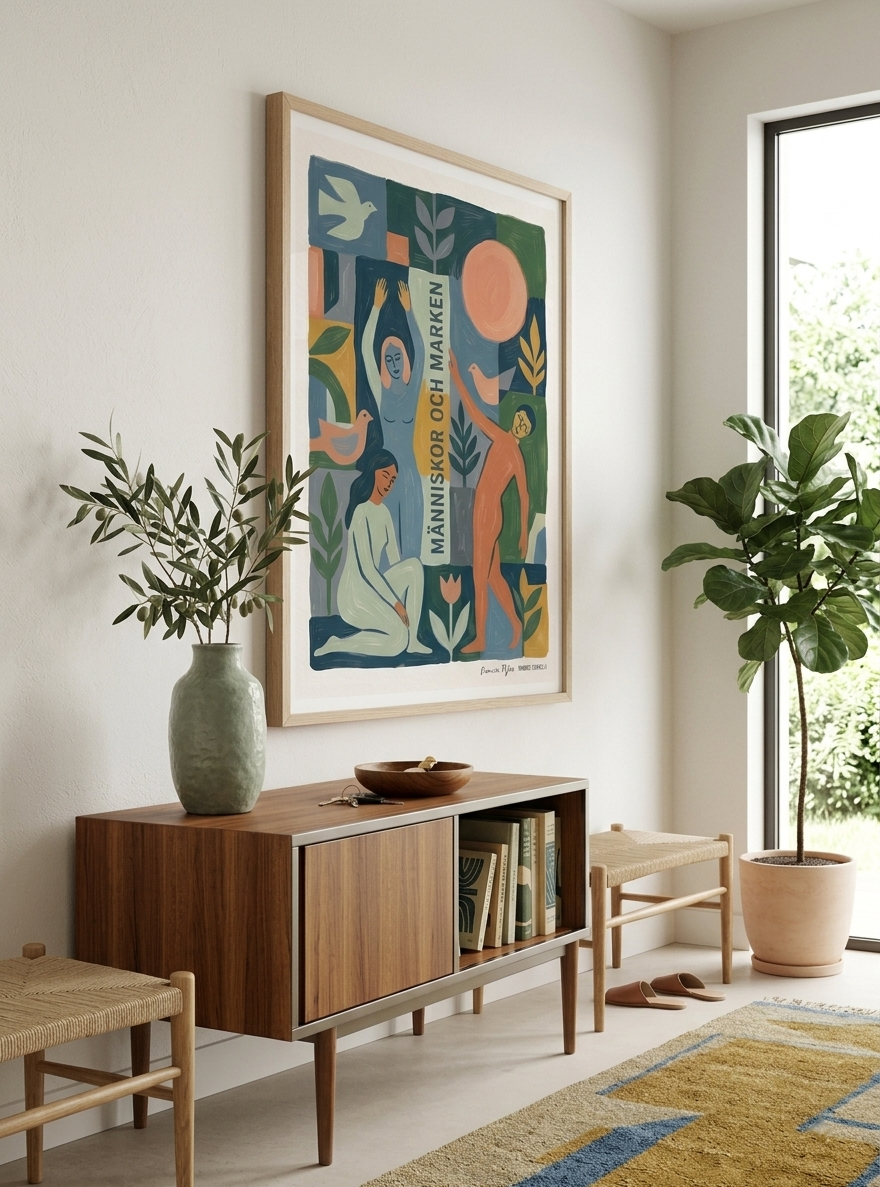 MÄNNISKOR OCH MARKEN | Scandinavian Modern Folk Art Print