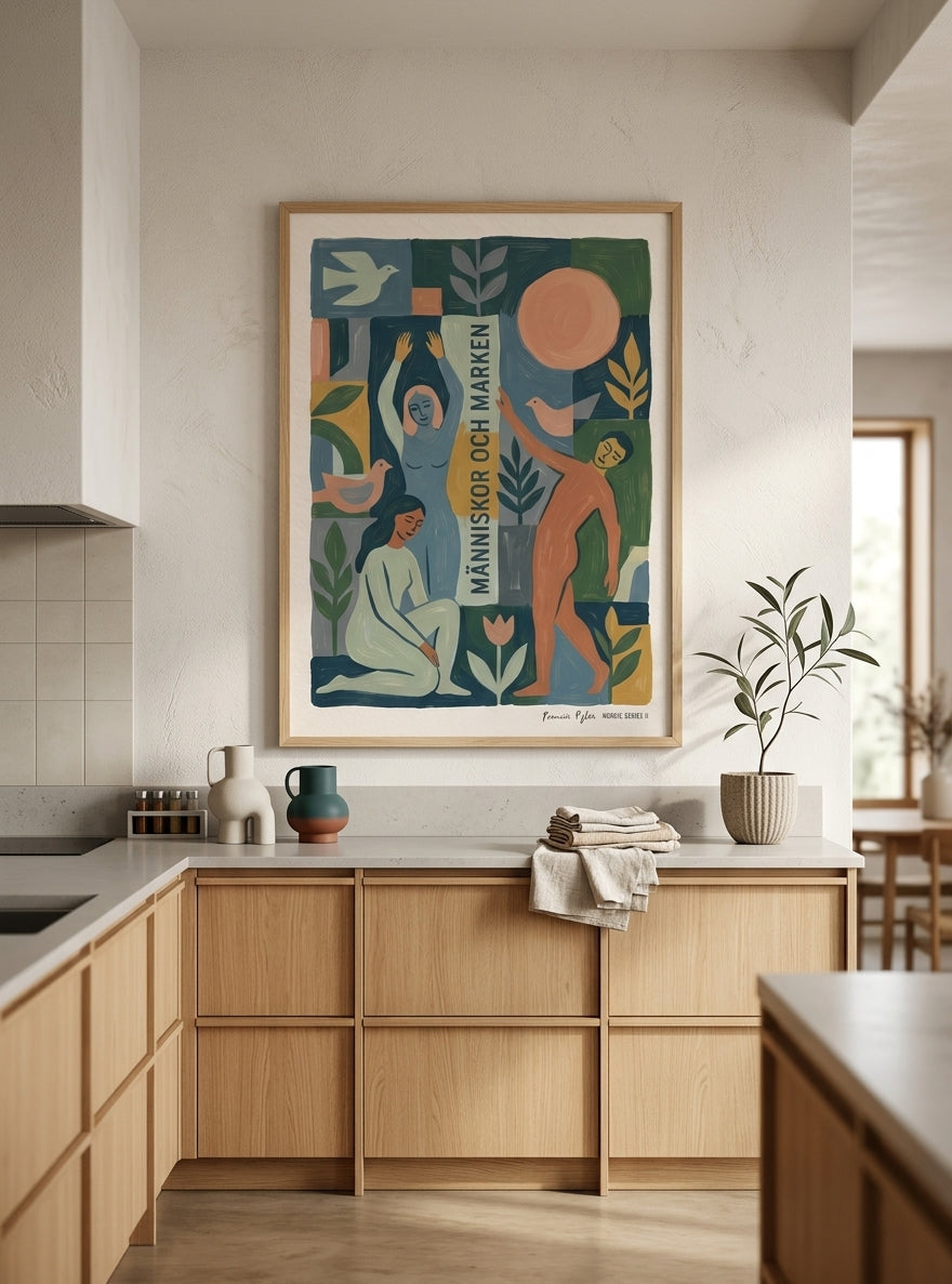 MÄNNISKOR OCH MARKEN | Scandinavian Modern Folk Art Print