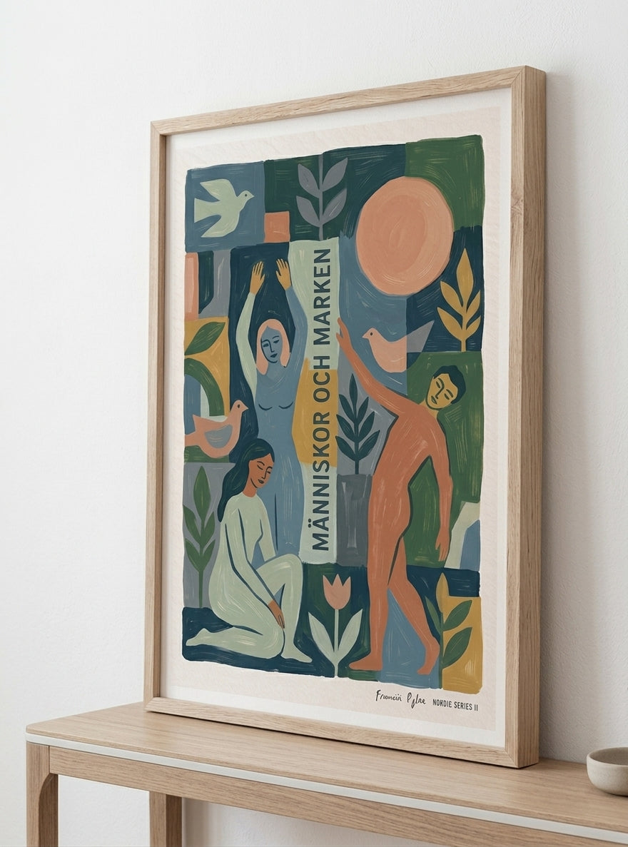 MÄNNISKOR OCH MARKEN | Scandinavian Modern Folk Art Print