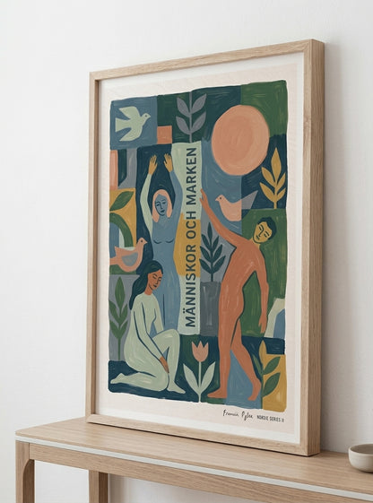 MÄNNISKOR OCH MARKEN | Scandinavian Modern Folk Art Print