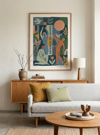 MÄNNISKOR OCH MARKEN | Scandinavian Modern Folk Art Print